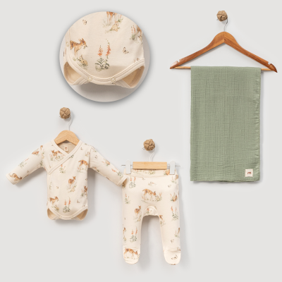 MİNİSSE UNISEX 3-6 AY CEYLAN BASKI BODYLİ 3LÜ SET