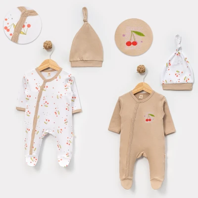 MİNİSSE UNISEX 3-6 AY KİRAZ BASKILI 2Lİ TULUM