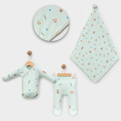 MİNİSSE UNISEX 3-6 AY KÜÇÜK AYI 3LÜ KRUVAZE SET