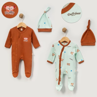 MİNİSSE UNISEX 3-6 AY KÜÇÜK AYI BASKILI 2Lİ TULUM