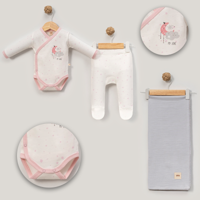 MİNİSSE UNISX 3-6 AY FİL YILDIZ BODY BATTANİYE SET