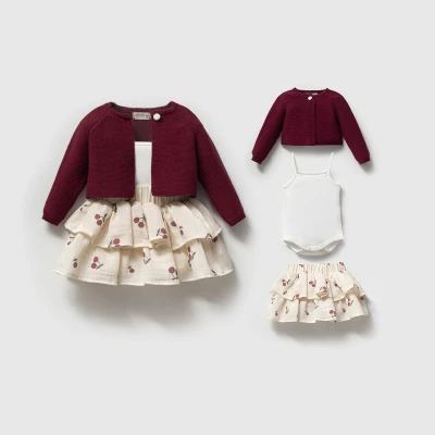 NIPPERLAND KIZ 3-6-9-12 AY CHERRY ETEKLİ TAKIM