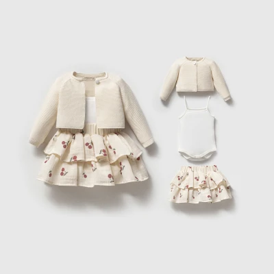 NIPPERLAND KIZ 3-6-9-12 AY CHERRY ETEKLİ TAKIM