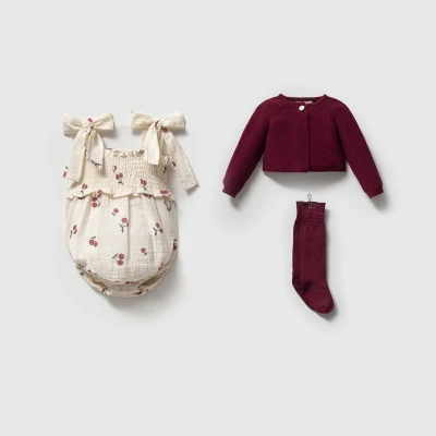 NIPPERLAND KIZ 3-6-9-12 AY CHERRY ROMPER SET