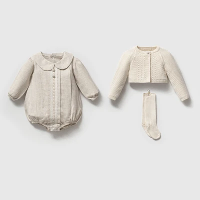 NIPPERLAND KIZ 3-6-9-12 AY KETEN ROMPER SET