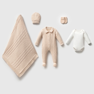 NİPPERLAND UNISEX 0-3 AY AYAKLI SAÇLI 5Lİ SET