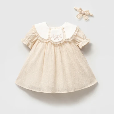 NOYNOY KIZ 9-24 AY YAKA DETAYLI ELBİSE 