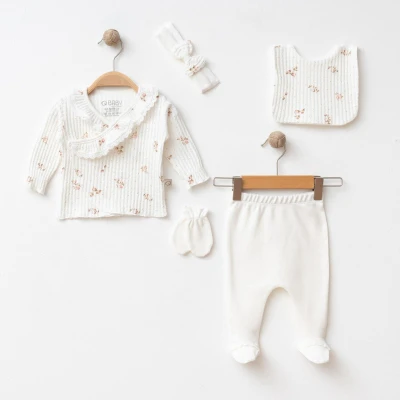 OBABY KIZ 0-3 AY DANTELLİ JAKARLI 5Lİ SET