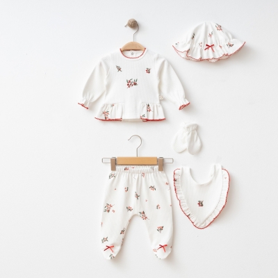 OBABY KIZ 0-3 AY KOKİNA  DESENLİ 5Lİ SET
