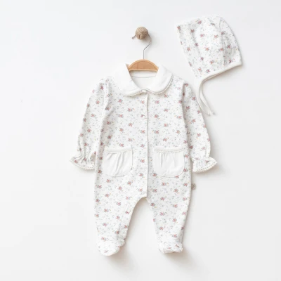OBABY KIZ 3-3-6 AY GÜL BASKI CEPLİ TULUM
