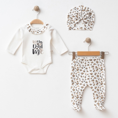 OBABY KIZ 3-3-6 AY LEOPAR BASKILI 3LÜ SET
