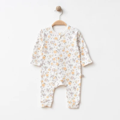 OBABY UNISEX 3-6-9 AY ÇİÇEKLİ FERMUARLI TULUM