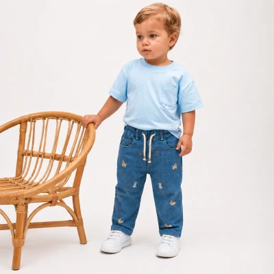 OVERDO ERKEK 1-2-3-4 YAŞ NAKIŞLI KOT PANTOLON 