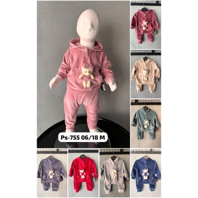 POPSHOPS KIZ 6-9-12-18 AY AYILI KADİFE TAKIM