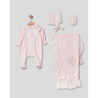 PUGİ KIZ 0-3 AY DANTELLİ 4LÜ SET