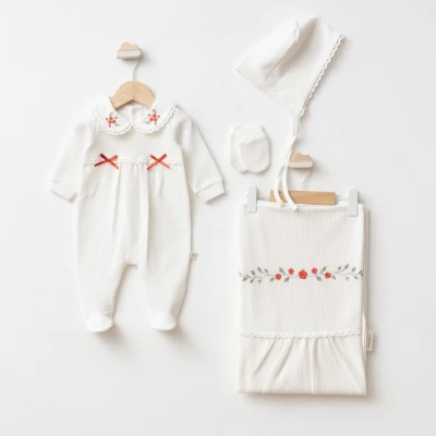 PUGİ KIZ 0-3 AY YAKA NAKIŞLI 4LÜ SET
