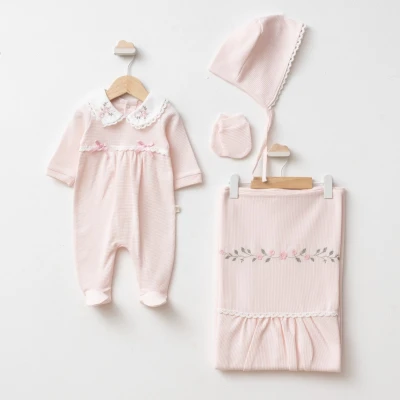 PUGİ KIZ 0-3 AY YAKA NAKIŞLI 4LÜ SET