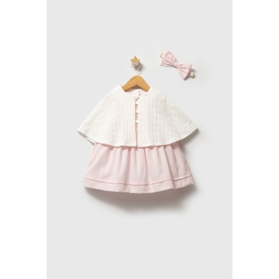 TONGS BABY KIZ 6-24 AY KAPİTONELİ PAPYONLU ELBİSE