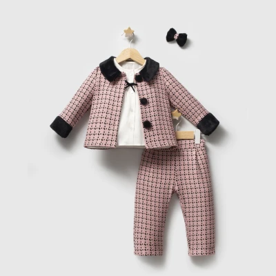 TONGS BABY KIZ 9-24 AY  PEMBE ŞANEL 3LÜ TAKIM