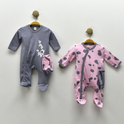 MİNİSSE UNISEX 3-6 AY DALMAÇ KÖPEK BASKI 2Lİ TULUM