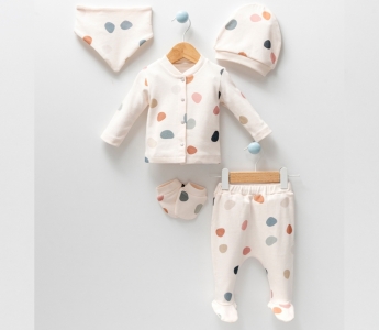 ESYA BABY UNISEX 0-3 AY PUANLI 5Lİ HASTANE ÇIKIŞ