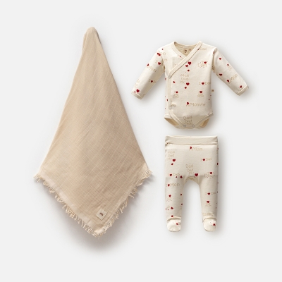 MİNİSSE UNISEX 3-6 AY MOM DAD BATTANİYELİ TAKIM