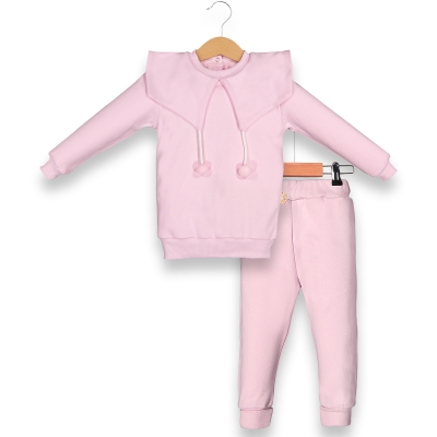 BEYAZ BEBEK KIZ 9-12-18-24 AY PONPONLU TAKIM