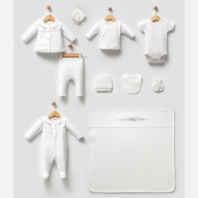 BİP BABY KIZ 0-3 AY ÇİÇEK NAKIŞLI 10LU SET