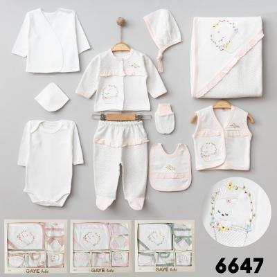 GAYE BEBE KIZ 0-3 AY TAVŞANLI ÇİÇEKLİ 10LU SET