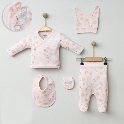 LULLABY KIZ 0-3 AY ŞEKER WAFFLE 5Lİ SET