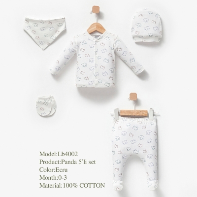 ESYA BABY UNISEX 0-3 AY RENKLİ PANDALI 5Lİ SET