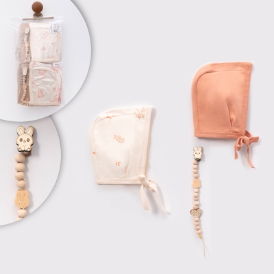 LOVEMAXX KIZ YAPRAK DESENLİ 2Lİ ŞAPKA 8Lİ PAKET