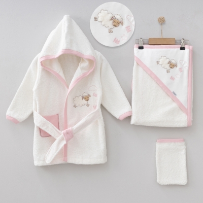 ZIPIR UNISEX 0-12 AY KUZULU BORNOZ SETİ