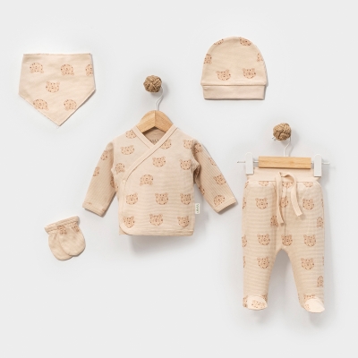 LOVEMAXX ERKEK 0-3 AY KAPLANLI WAFFLE 5Lİ SET