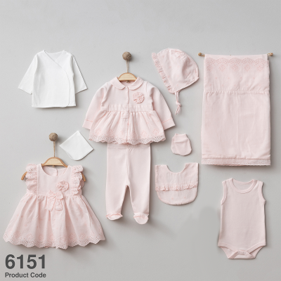 PUGİ BABY KIZ 0-3 AY İNCİLİ DOKUMA 10LU SET