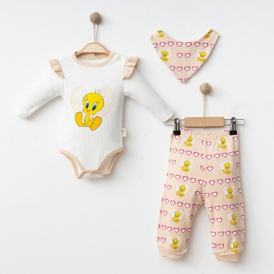 COŞAY BEBE KIZ 6-9-12 AY KALPLİ CİVCİV BASKI TAKIM