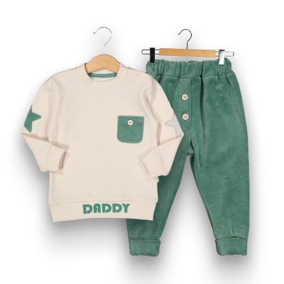 BEYAZ BEBEK ERKEK 9-12-18-24 AY DADDY CEPLİ TAKIM